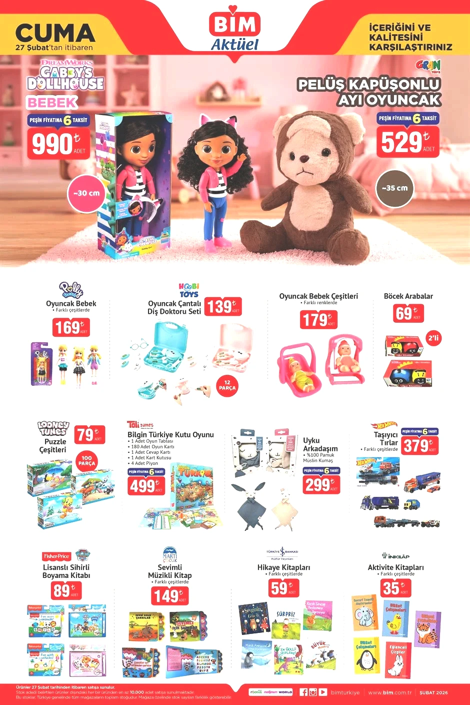 BİM YENİ AKTÜEL 24-27 ŞUBAT 2026 KATALOĞU TEK TEK ÜRÜNLER TAM LİSTE BİM AFİŞİ VE BROŞÜRÜ || Bimde gelecek hafta ürünleri neler Bim katalog Rende Mozzarella Peyniri, Tam Otomatik Espresso Makinesi, Gabbys Dollhouse Bebek getiriyor