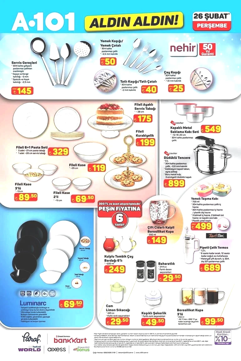 YARIN RAFLARDA SATIŞTA 26 ŞUBAT A101 AKTÜEL KATALOĞU | A101 Aldın Aldın aktüel kataloğunda bu hafta hangi ürünler var Pipetli Çelik Termos, Servis Gereçleri, 150 cc Benzinli Motosiklet...